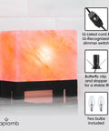 Authentic Himalayan Salt Lamp Hand Carved Modern Rectangle With Rare Pink Crystal Rock Salt Footed Wood Base Dimmer Cord And 11.5 Lb Weight