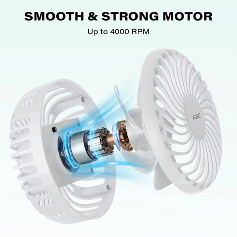 Rechargeable Magnetic Golf Cart Fan With 3 Speeds, Portable Battery Powered Cooling, Adjustable Tilt motor details