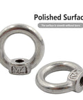10 Pieces Stainless Steel Lifting Eye Nuts M4 Threaded Ring Shaped Eye Bolts, polished surface, smooth finish, pack of 10.