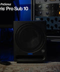 10 Inch Front Firing Studio Subwoofer, Active Sub With Glass Composite Driver, Front Port Bass Reflex Design in home studio setup