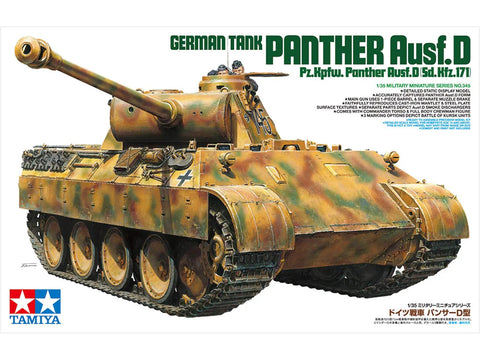 1:35 Scale Panzer Panther Ausf. D Military Vehicle Model Kit With Commander Torso And Crew Figures, Three Battle Markings, Dope Decals And Photo-Etch, Paints Not Included, Tools Not Included, Glue Not Included, Sd.Kfz.171 Build