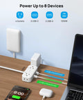 Flat Plug Power Strip With Ultra Thin Outlet Cover For Tight Spaces, Hidden Wall Extender With 4 AC Outlets And 4 USB Ports