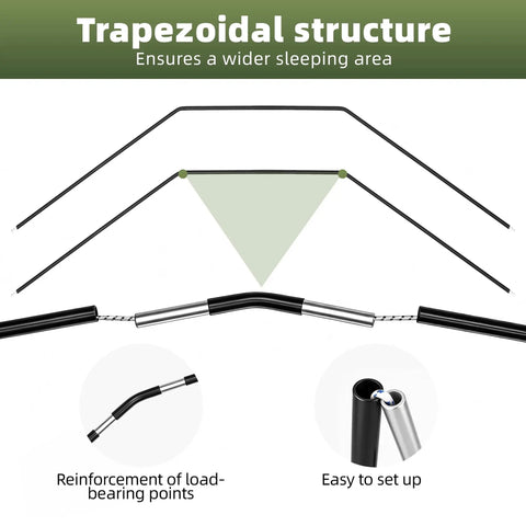 Trapezoidal structure of Heavy Duty Camping Hammock With Mosquito Net, 500 Lb Capacity, Portable Nylon Hanging Hammock