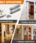Covert Hidden Door Hinge Heavy Duty Pivot For Wood Cabinets And Bookcases 360 Degree Secret Door Hardware installed examples