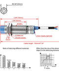 Inductive Proximity Sensor Switch No Fuss 8mm Detection Distance Non Shield Type Three Wire NPN Normally Open 10 To 30 VDC 200 mA Output M18 Mount LJ18A3 8 Z BX Blue Body, blue body with M18X1 mount and 120cm cable