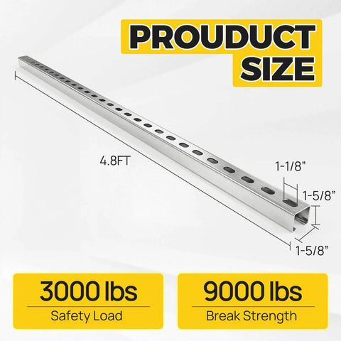Industrial Grade 12 Gauge Strut Channel Trolley Track One And Five Eighths Inch Wide Four Point Eight Foot Long Galvanized High Zinc Coating