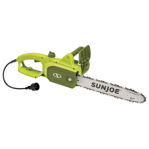 14-Inch 9-Amp Electric Chainsaw For Tree Limb Trimming And Pruning With Auto Oiler Low Kickback Safety Switch in green