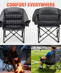 Two Pack Heavy Duty Padded Folding XL Camping Chairs With Cup Holders Supports Up To 500 Lbs Oversized for outdoor comfort