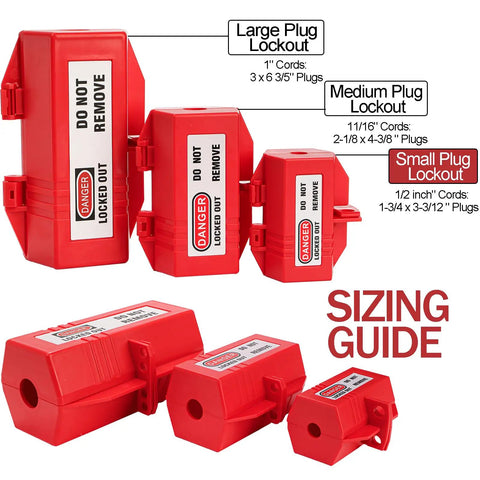 Three Pack Plug Lockout Device For Lockout Tagout 110 And 220 Volt Polypropylene Power Cord Lockout With Two Locking Holes for industrial use