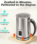 4 In 1 Milk Frother And Steamer For Home Barista-Grade Drinks, One-Touch Hot Or Cold Froth, Milk Warmer, And Hot Chocolate Maker