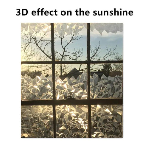 3D No Glue Window Privacy Film With Frosted Glass Look, Static Cling Installation For Bathroom, Office, Kitchen Or Door Decor, Heat Blocking And UV Blocking, Easy Peel And Stick, Size 17.7 By 78.7 Inches, displayed on a sunny window with a 3D effect