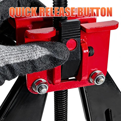 Pipe Clamp Two To Six Inches Quick Release T Handle Welding Alignment Tool quick-release button close-up