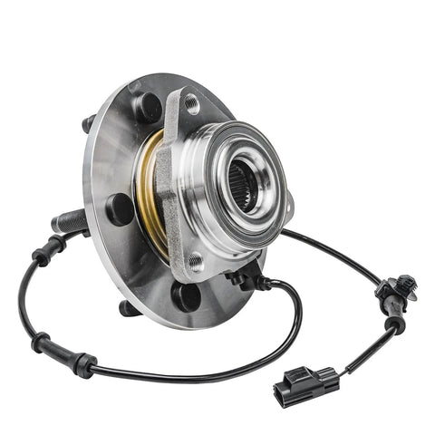 Pair Front Wheel Bearing Hubs Assembly For Dodge Ram 1500 2002-2005 With ABS 5-lug design, shown with ABS sensor cable.