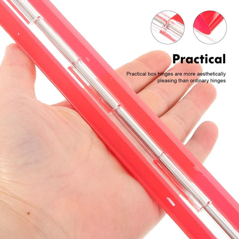 Close-up of a Clear Mini Piano Hinges Self Adhesive For Crafts, showcased in a hand for small furniture makeovers.