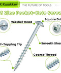 460 Piece Pocket Hole Screws Kit With Five Lengths From One Inch To Two And A Half Inch Square Drive Zinc Coarse Thread