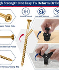 Slick Squeaky Floor Repair Kit With Fifty Heavy Duty Joist Screws And Five Simple Tools To Squash Those Pesky Board Creaks Fast showing a gold screw with hexagonal head.