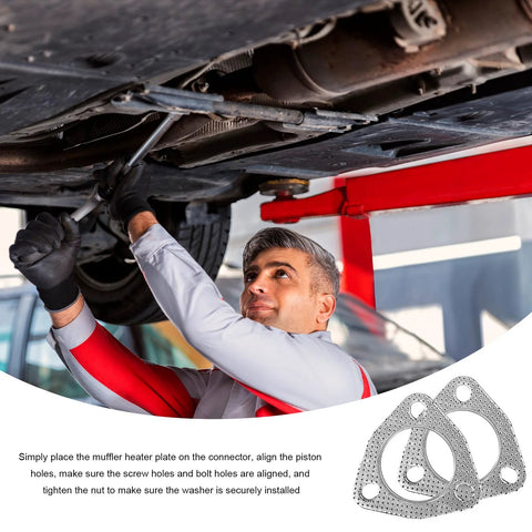 Installed view: NYTKL 2-piece exhaust gasket set, 2.5 in, 3-bolt high-temp flange, Amazon