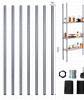 4 Pack 74 Inch Wire Shelving Post Set With Eight Heavy Duty Chrome Pole Sections And Fifty Shelf Clips For 1 Inch Wire Shelving Racks In Black Finish Garage Ready For Garages Warehouses And Retail Backrooms