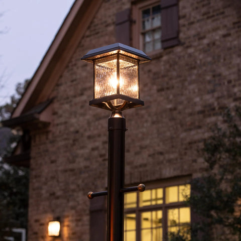 Aspen Solar Lamp Post Light Outdoor Waterproof Aluminum With Clear Rain Glass 3-Inch Fitter For Lamp Posts Or Pier Mount Warm White 2700K