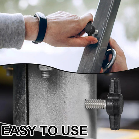 Hand using 16 Piece Set Of 1/4 20 X 3/4 Inch Round Knob Bolts Made From Top Grade Stainless Steel Thumb Screws on metal frame.
