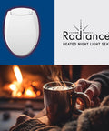 Radiance Cozy Heated Night Light Toilet Seat With Slow Close and Adjustable Fit Round White Plastic Seat 3 Temperature Settings