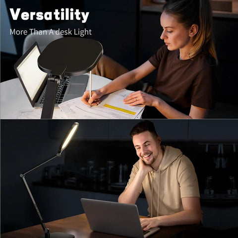 LED Desk Lamp With Eye Care Diffused Light, 3 Color Temperatures And 10 Brightness Levels, shown in home office setting