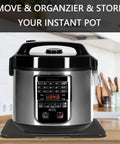 Sliding Kitchen Appliance Caddy Tray with Wheels holding an Instant Pot on a kitchen countertop