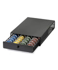 Vertuoline Rolling Coffee Pod Drawer Satin Black, 40 Pod Holder, Ultra Compact Under Coffee Maker Storage Organizer, open drawer with pods
