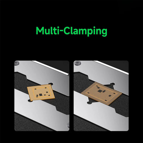 Pro Grade Adjustable Chip Holder Clamp for BGA CPU IC Desoldering and Pin Restoration, multi-clamping feature demonstration