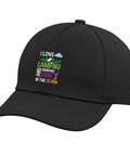 Love Camping And Sippin' Wine In The RV Adjustable Printed Baseball Hat Black Five Panel Structured Cap