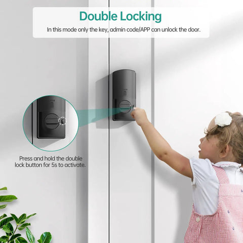 Child interacting with Smart Front Door Lock With Fingerprint And Bluetooth Deadbolt Keypad Entry App Control And Alexa Compatibility