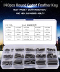 Amazon 140-piece stainless steel feather key set in clear plastic organizer case