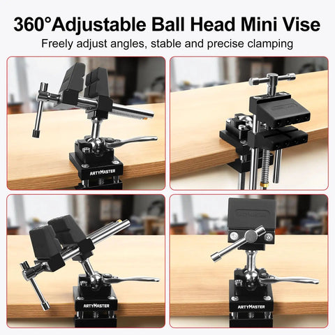 360 Degree Rotating Bench Vise With Quick Release Ratchet Wrench for woodworking and pipe workbench vise, 4-inch view