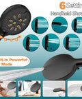 6-function adjustable handheld spray for 12 Inch High Pressure Square Shower Head with Water Temperature Reminder, Matte Black