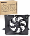 Engine Radiator Cooling Fan Assembly With Resistor For Hyundai Santa Fe Kia Sorento 2010 To 2013 shown with packaging.