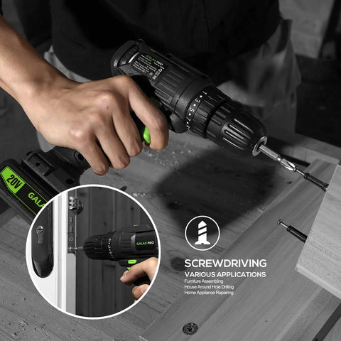 No Nonsense Two Speed Compact Drill Driver 20V Max With Three Eighths Inch Chuck in use for wood assembly