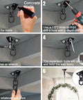 Installation process for Heavy Duty 360 Degree Rotating Hammock Hooks Kit With 1200 Lb Capacity, concrete ceiling mount steps