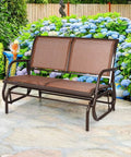 Two Person Swing Glider Chair 48 Inch Cozy Patio Bench For Outdoor And Indoor Use Steel Rocking Loveseat In Brown