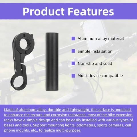 Two Piece Bike Handlebar Extender Kit With 10cm Or 30cm Length Single And Double Clamp Mounts Product Features