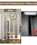 Top Shelf Bi Fold Closet Door Hardware Kit Four Pack Quick Overhaul Guide showing before and after closet door upgrade.