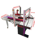 Top Shelf Automatic Carton Sealer And Tape Strapping Machine Secures Shipping Cases With Ease Hassle Free Sizing Smooth Running Industrial 110V Power Packing Workhorse dimensions, adjustable frame and conveyor system.