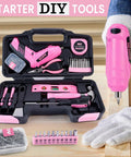 Pink Tool Set For Women 136 Piece Home DIY Kit with 3.6V Electric Screwdriver and hand tools in carry case