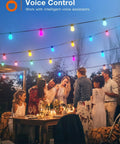 48 Ft Outdoor String Lights Dimmable With Remote And App Control Multicolor Waterproof Shatterproof LED Bulbs in backyard celebration