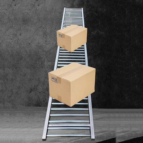 Portable Folding Conveyor Belt 12 Inch Wide With Heavy Duty 304 Stainless Steel Rollers, moving boxes down sloped conveyor.