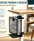 No Drill Necessary Heavy Duty Under Desk PC Mount Rock Solid CPU Holder For Standing Desk Electric Workstation clamped to desk.