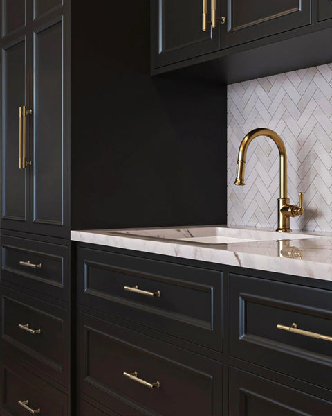 Champagne Bronze Cabinet Pulls 10 Pack 5 Inch Center To Center 6.6 Inch Overall Length on dark kitchen cabinets