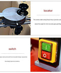 No Drama Electric Saw Blade Sharpener For Carbide Tipped Blades With Five Inch Grinding Wheel and Water Spray System showing locator and switch features.