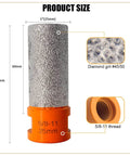 Diamond beveling chamfer bit with orange 5/8-11 thread adapter; 1-inch diamond grit tile bit.