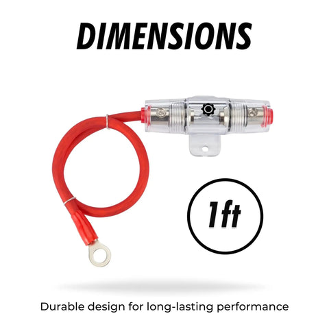 8 Gauge Power Wire 1ft With 100 AGU Fuse Holder And Ninety Nine Point Nine Percent Oxygen Free Copper Soft Touch Jacket