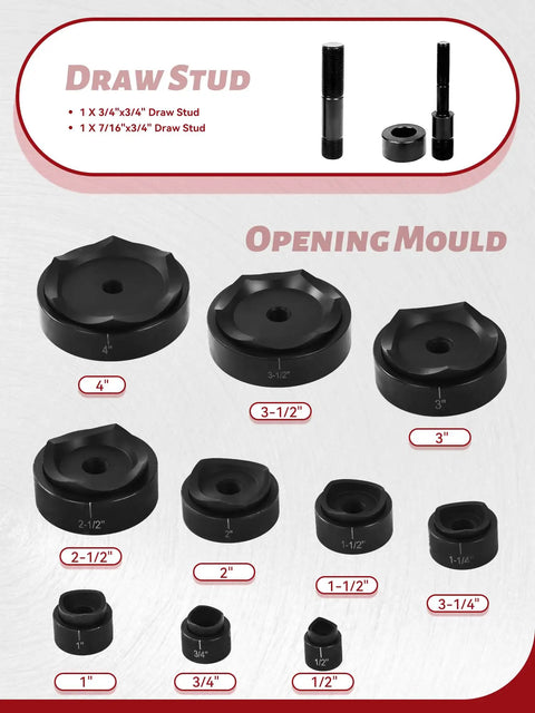 Badass Hydraulic Knockout Hole Punch Set For Lightning Conduit Cutting And Clean Sheet Metal Punching With Heavy Duty Steel Dies And Easy Squeeze Handles For Zero Sweat Job Sites